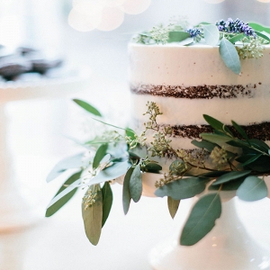 Nearly Naked Wedding Cake with Organic Greenery