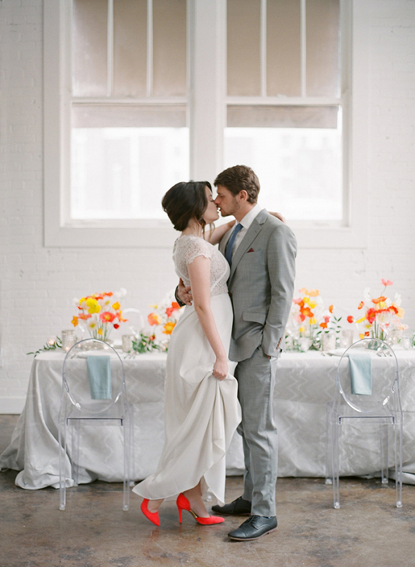 Warehouse Wedding Inspiration with Bold Colors