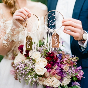 Dream Catcher Escort Cards for the Bride and Groom