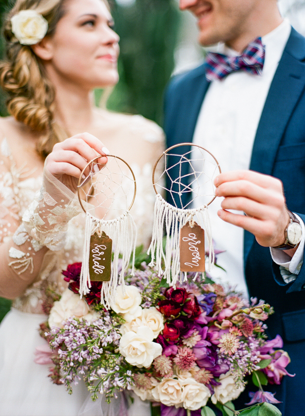 Dream Catcher Escort Cards for the Bride and Groom