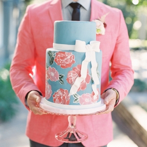 Floral Print Wedding Cake