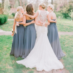 Romantic Bridal Party Portraits with Bridesmaids in Lilac Gray