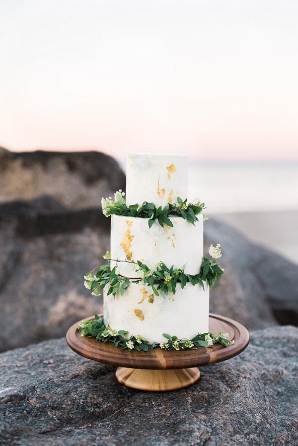 Marbled Wedding Cake with Gold Leaf