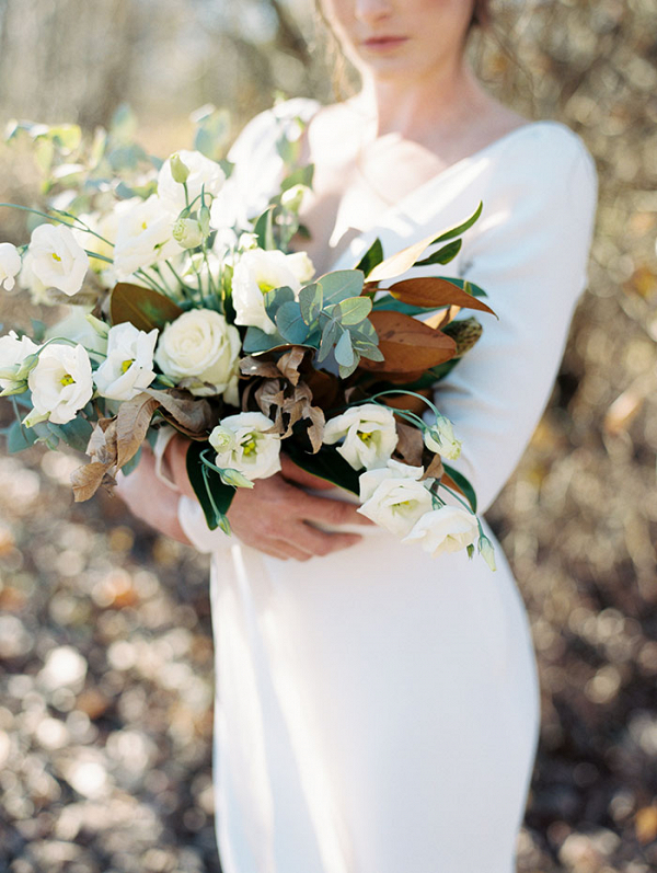 Magnolia and Greenery Bouquet for a Rustic Ranch Wedding