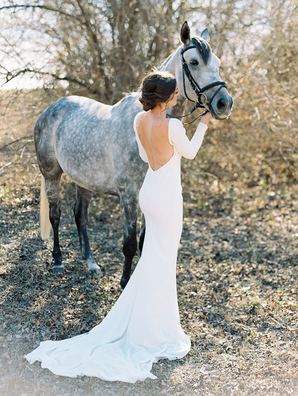 Horse Loving Brie with a Low Back Long Sleeve Wedding Dress