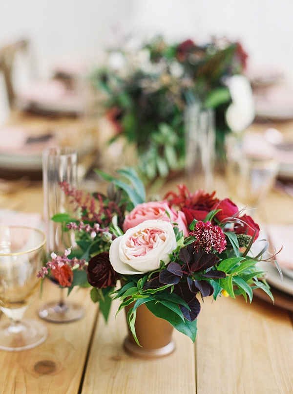 Pink and Red Centerpieces with Metallic Accents