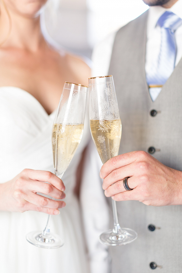 Etched Champagne Flutes for an Intimate Elopement