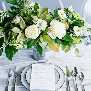 Organic Green and White Centerpiece