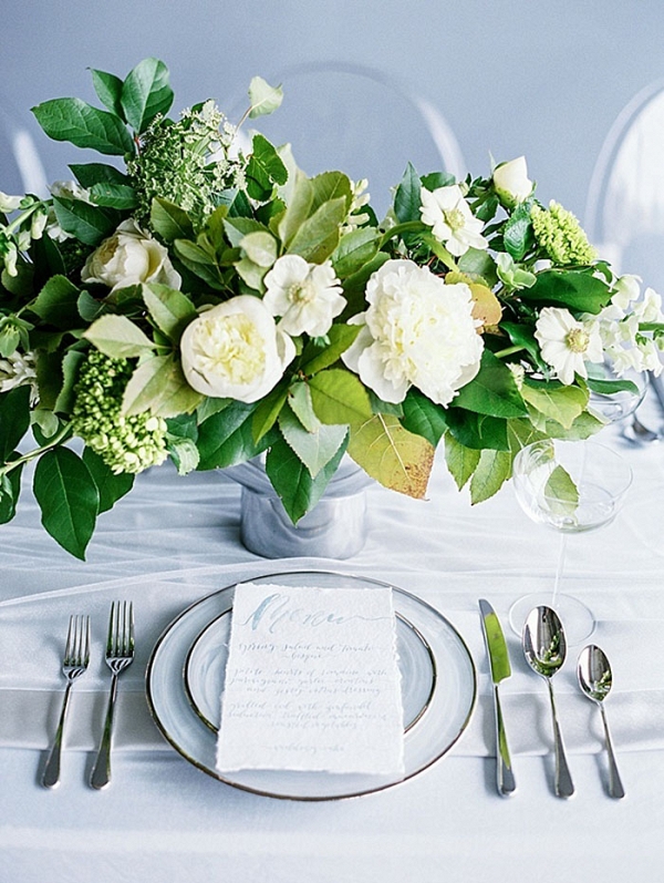 Organic Green and White Centerpiece