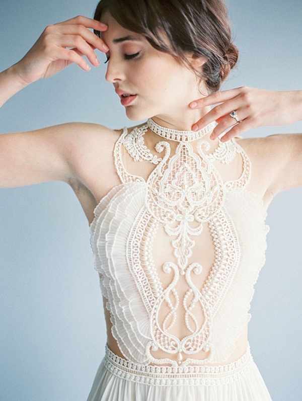 Sheer Illusion Lace Wedding Dress