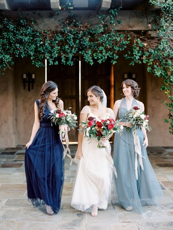 Elegant Bridesmaids in Shades of Blue