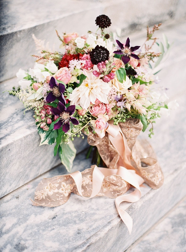 Ethereal and Romantic Bouquet in Berry and Rose Gold