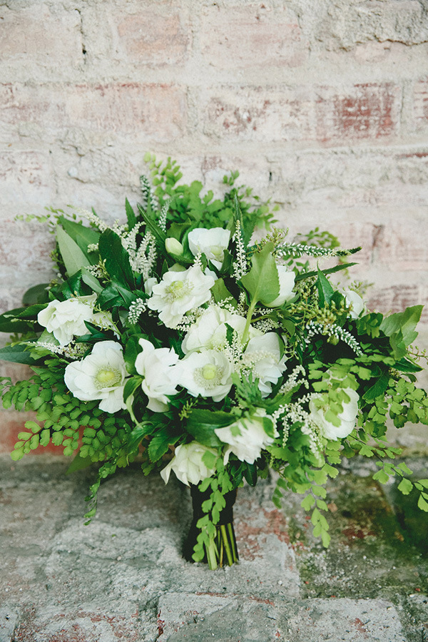 Botanical Wedding Bouquet in Green and White