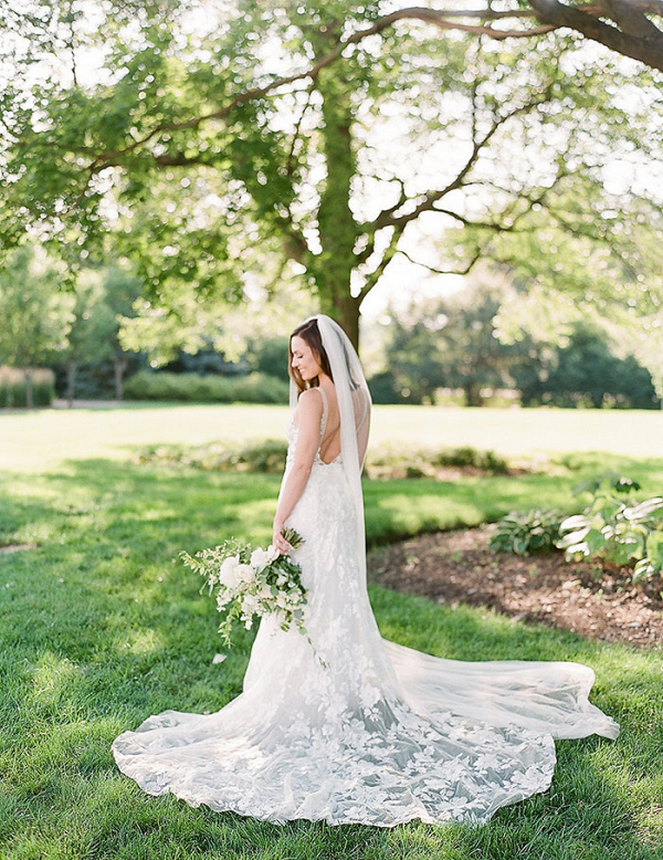 Romantic Lace Wedding Dress with a Long Veil