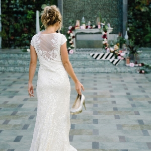 Sequin Wedding Dress with an Illusion Back 