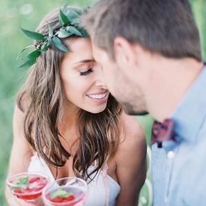 Bohemian Bride and Groom with Summer Berry Cocktails