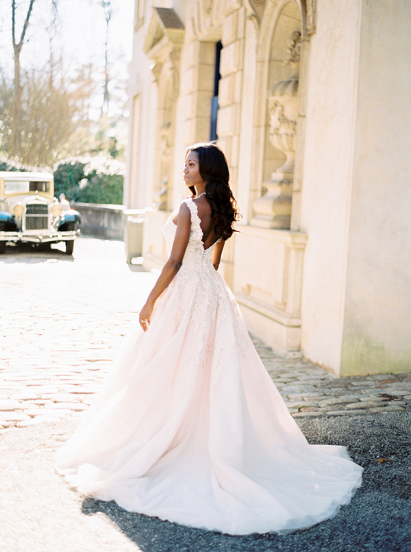 Romantic Blush Lace Wedding Dress