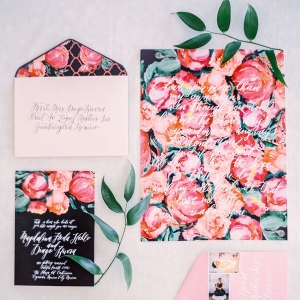 Colorful Floral Print Wedding Invitations