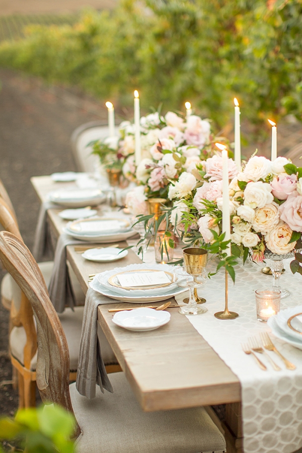 Vintage Farm Table in Gold and Champagne