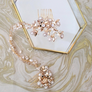 Gold and Pearl Bridal Headpiece