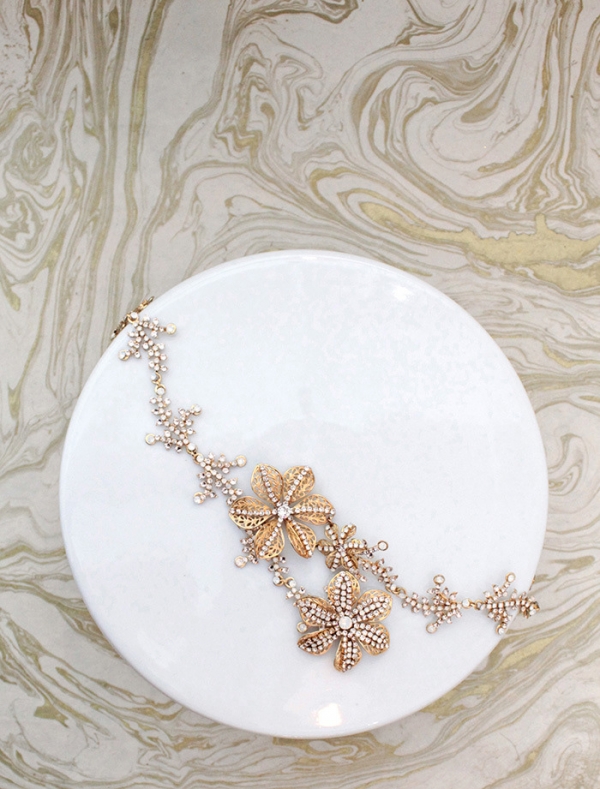 Gold and Crystal Floral Headpiece