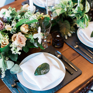 Greenery Runner with Slate Place Settings