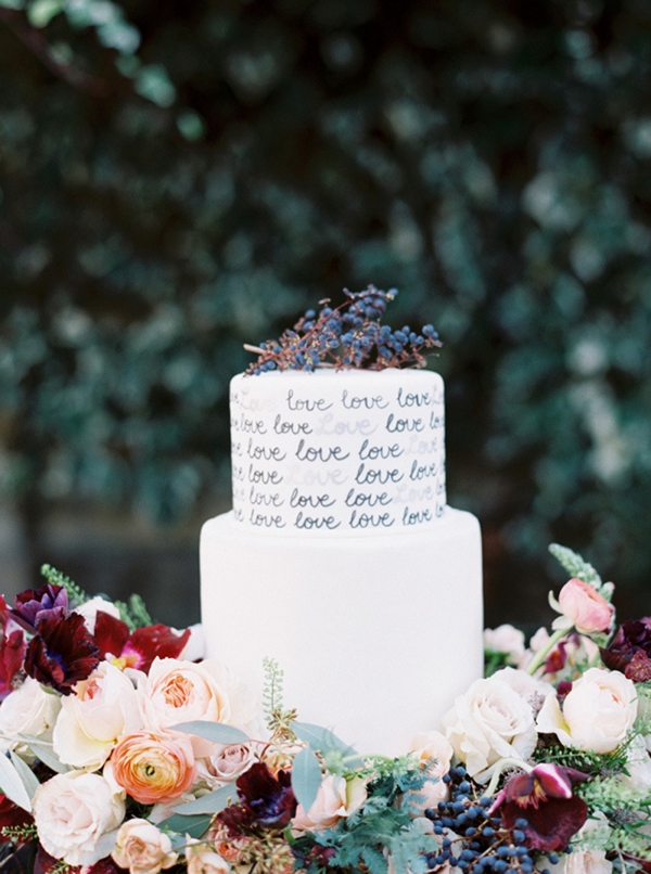 Love Letter Wedding Cake with a Floral Wreath
