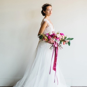 Modern Day Princess Bridal Style with a Pink and Blush Bouquet