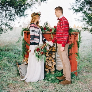 Rustic Winter Mantel Ceremony Backdrop for a Woodland Wedding