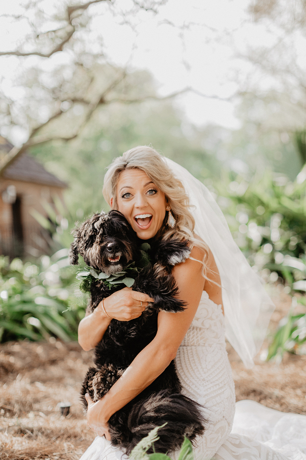 Bride with Dog at Wedding