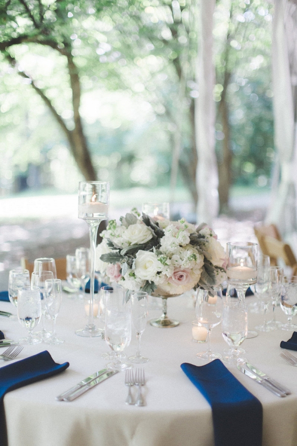 Classic Maryland Wedding - outdoor blue wedding reception table