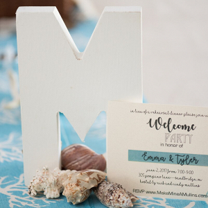 Pink-Blue-Virginia-Beach-Wedding-table-decor-monogram-and-sea-shells