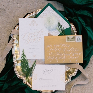 Emerald Gold Wedding invitation suite