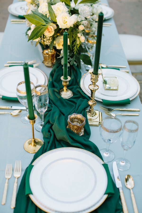 Emerald Gold Wedding tablescape