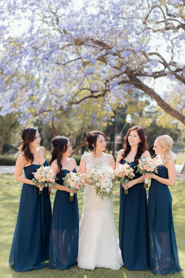 Elegant-Shabby-Chic-Wedding-Navy-Blue-Bridesmaids