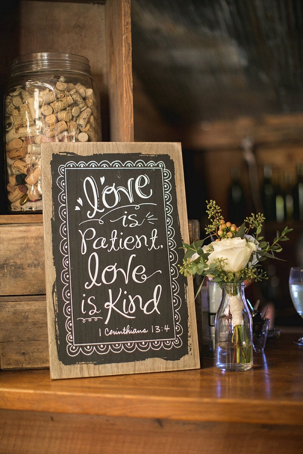 love is patient love is kind sign - christian wedding signange