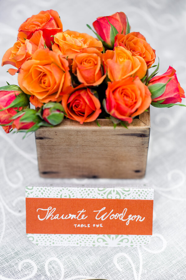 English Garden Wedding - orange floral centerpiece