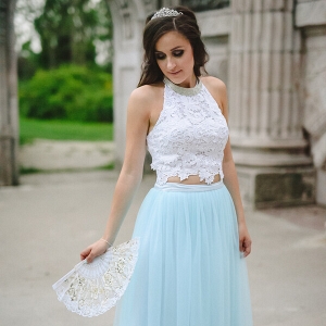 Fairytale Garden Engagement Toronto - crop top with tulle skirt