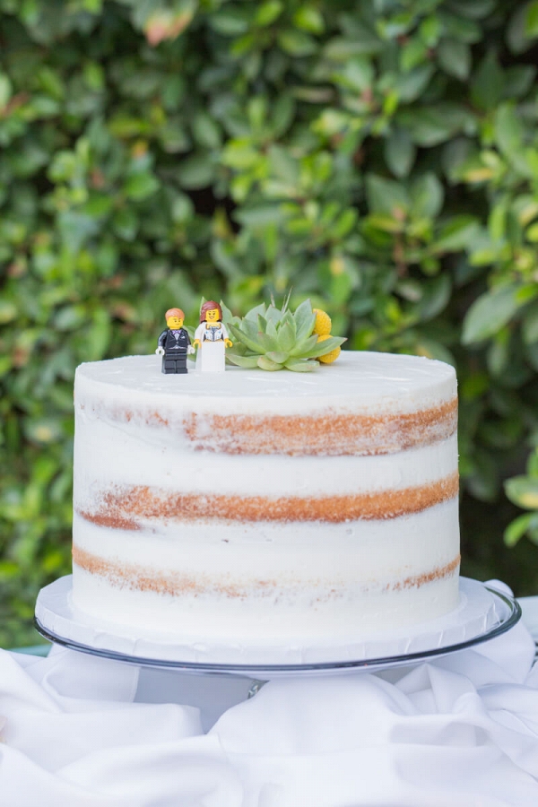 Intimate Palm Springs Destination Wedding - naked cake with succulent