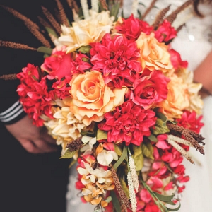 Red and Orange cascading bouquet
