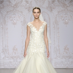 'Roslyn' Embroidered Illusion Tulle Trumpet Wedding Dress
