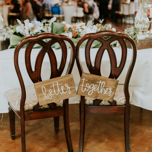 Rustic Texas Wedding - better together chair signs