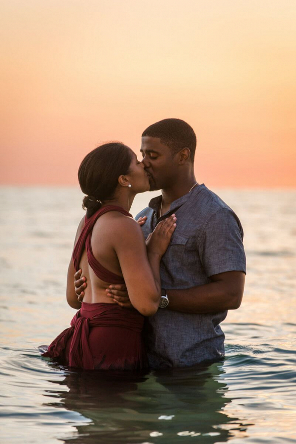 Sunset-Beach-Engagement-in-the-water