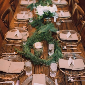 Whimsical Greenery Wedding - reception table with Greenery