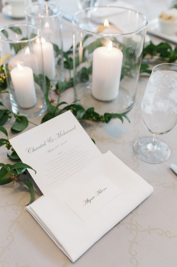 Classic wedding place setting with menu