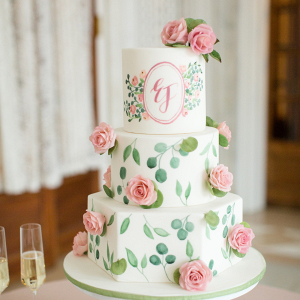 Handpainted floral wedding cake