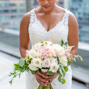 Classic white and blush rose bouquet