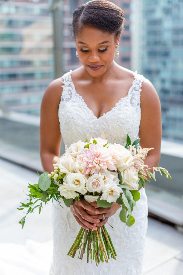 Classic white and blush rose bouquet