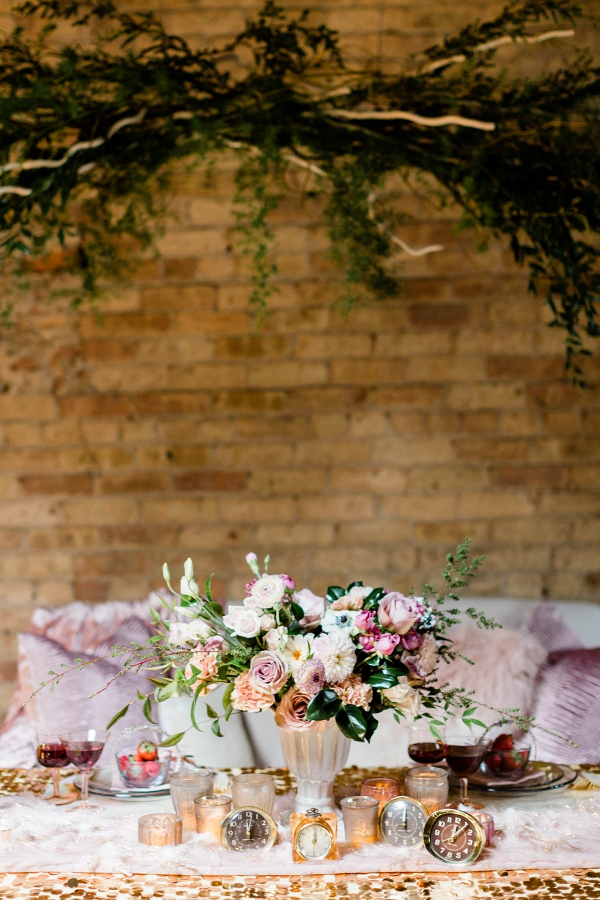 Peach and pink floral centerpiece
