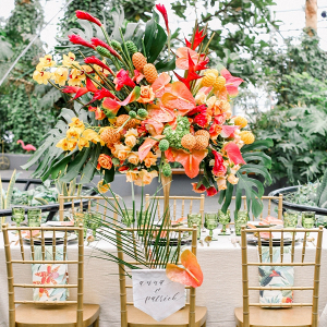 Tropical wedding tablescape